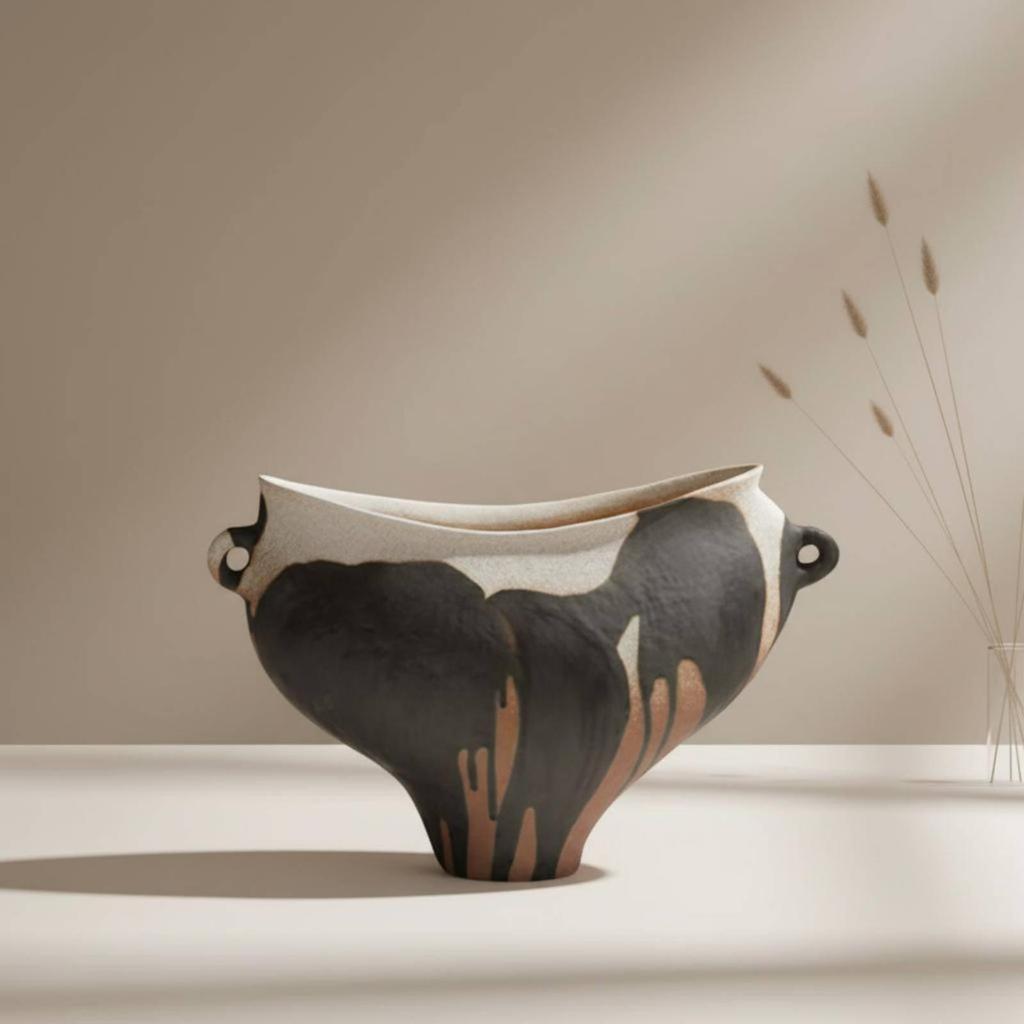 Vase Chinese Hand-Painted Artistic Design for Living Room, Entryway,