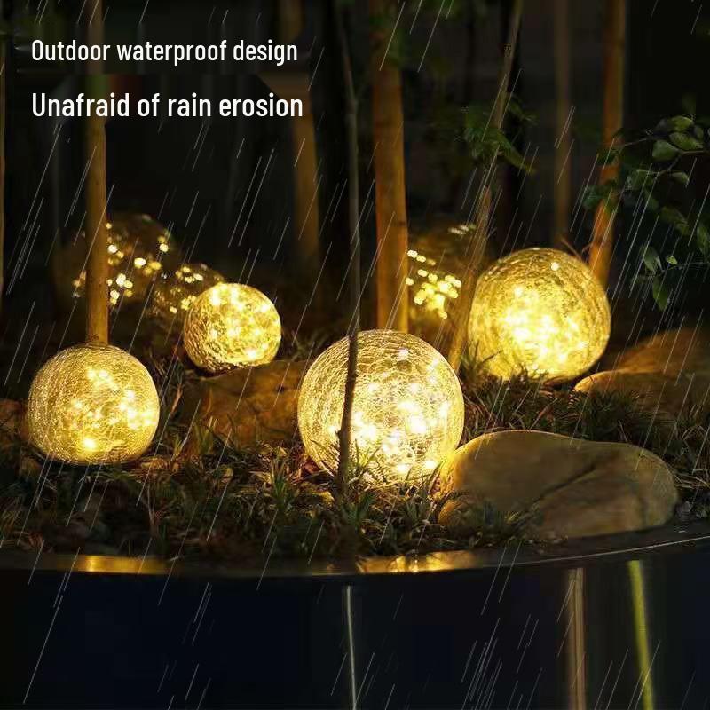 Solar-Powered Decorative Crackle Glass Lights for Garden & Courtyard
