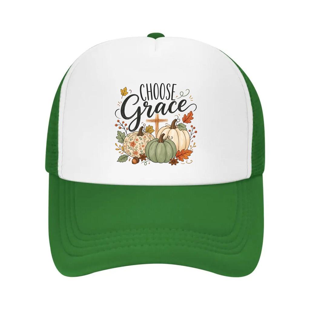 Autumn Faith Pumpkin Grace Lettering Mesh Baseball Cap Casual Hat Outdoor For Womens Unisex FeUnisex