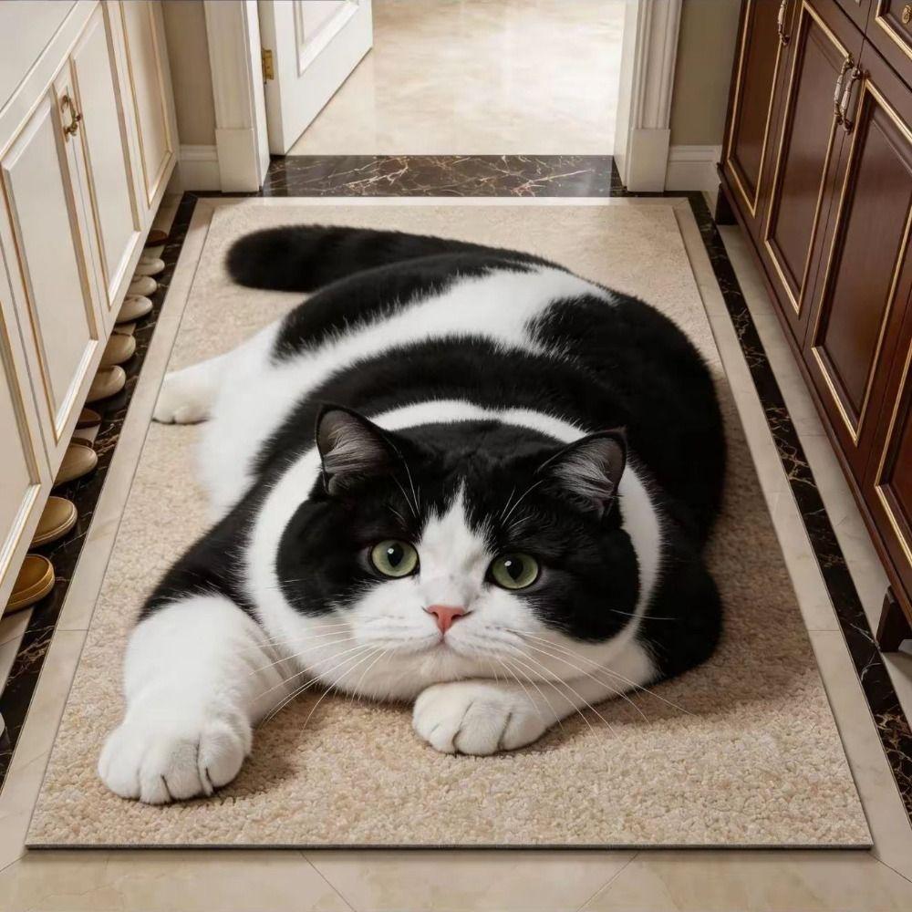 40×60CM Bathroom Carpet Realistic Bedroom Door Rug Cute 3D Cat Floor Mat Home Decor