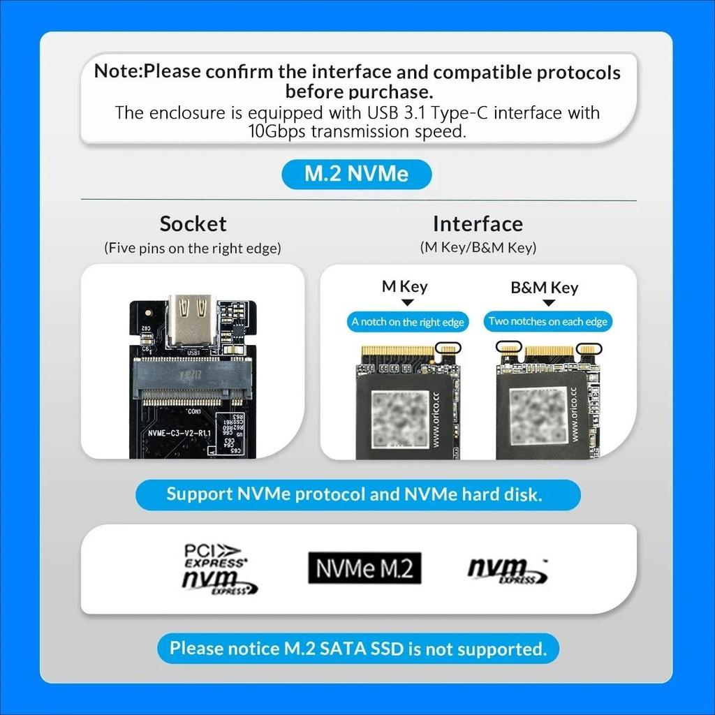 M.2 NVMe SATA SSD Enclosure Dual Protocol Smart SSD Case with Display Screen USB 3.2 Gen 2 10Gbps SSD Adapter for PC NVME PCIE NGFF SATA SSD Disk Box