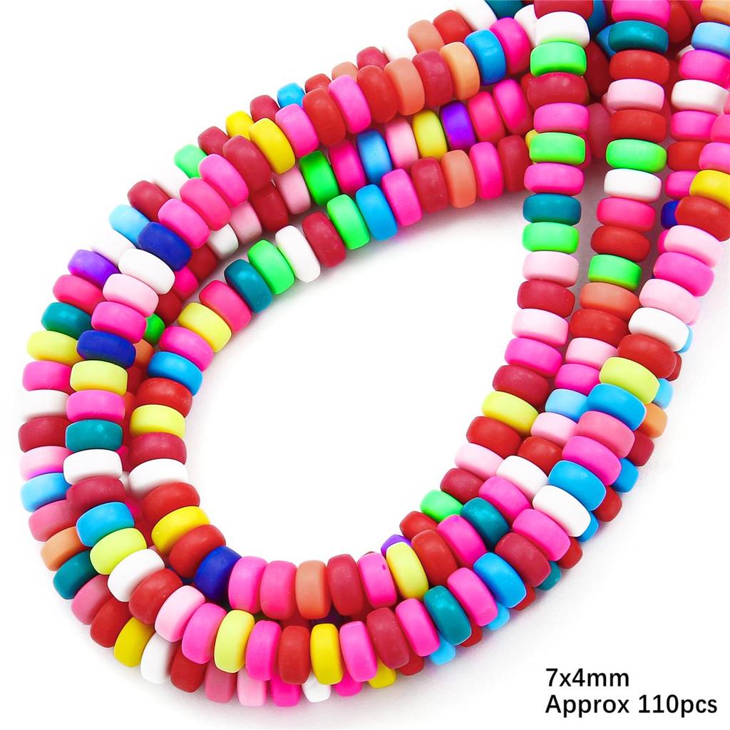 110pcs 7x4mm Flat Round Polymer Resin Clay Disk Handmade Beads For DIY Jewelry Making