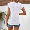 Sommer dame t-skjorte med rund hals og jacquard-krage, korte ermer