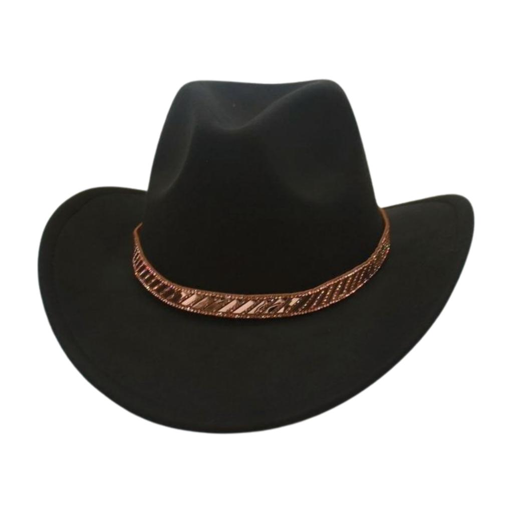 Cowboyhut Premium-Gefühl Ethnischer Stil Urlaubsreise Winddicht Bühnenrequisiten Zylinder Große Krempe Westlicher Filzhut