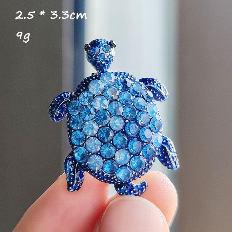 Vintage Rhinestone Cute Cartoon Turtle Animal Brooches For Women Men Coat Clothing Accessories Brooch Pins Party Jewelry Gifts