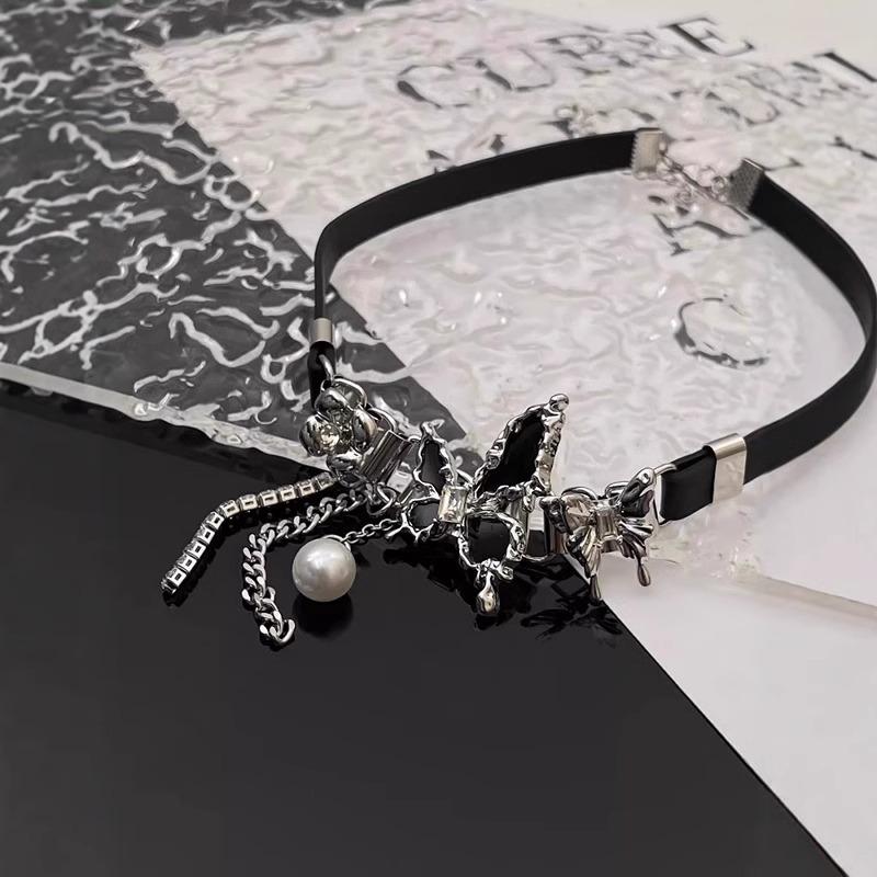 American Retro Hottie Black Butterfly Tassel Choker Women Premium Collarbone Neckband Necklace Jewelry Gift