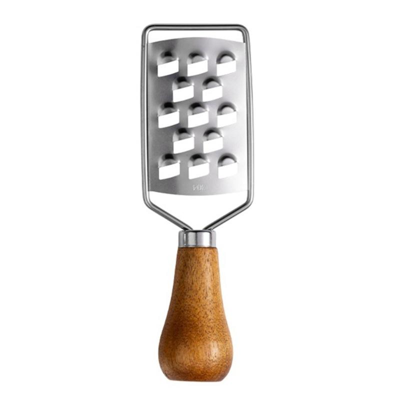Portable Steel Cheese Shredding Gadget Multipurpose Vegetable Grater Essential Kitchens Tool With Nonslip Wood Handle