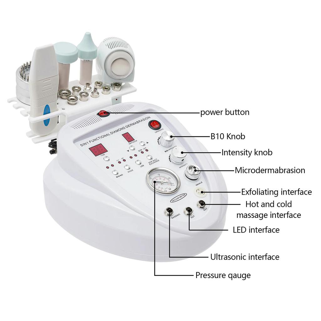 5-in-1 Diamond Microdermabrasion Device - Multi-Function Face Care, Skin Rejuvenation