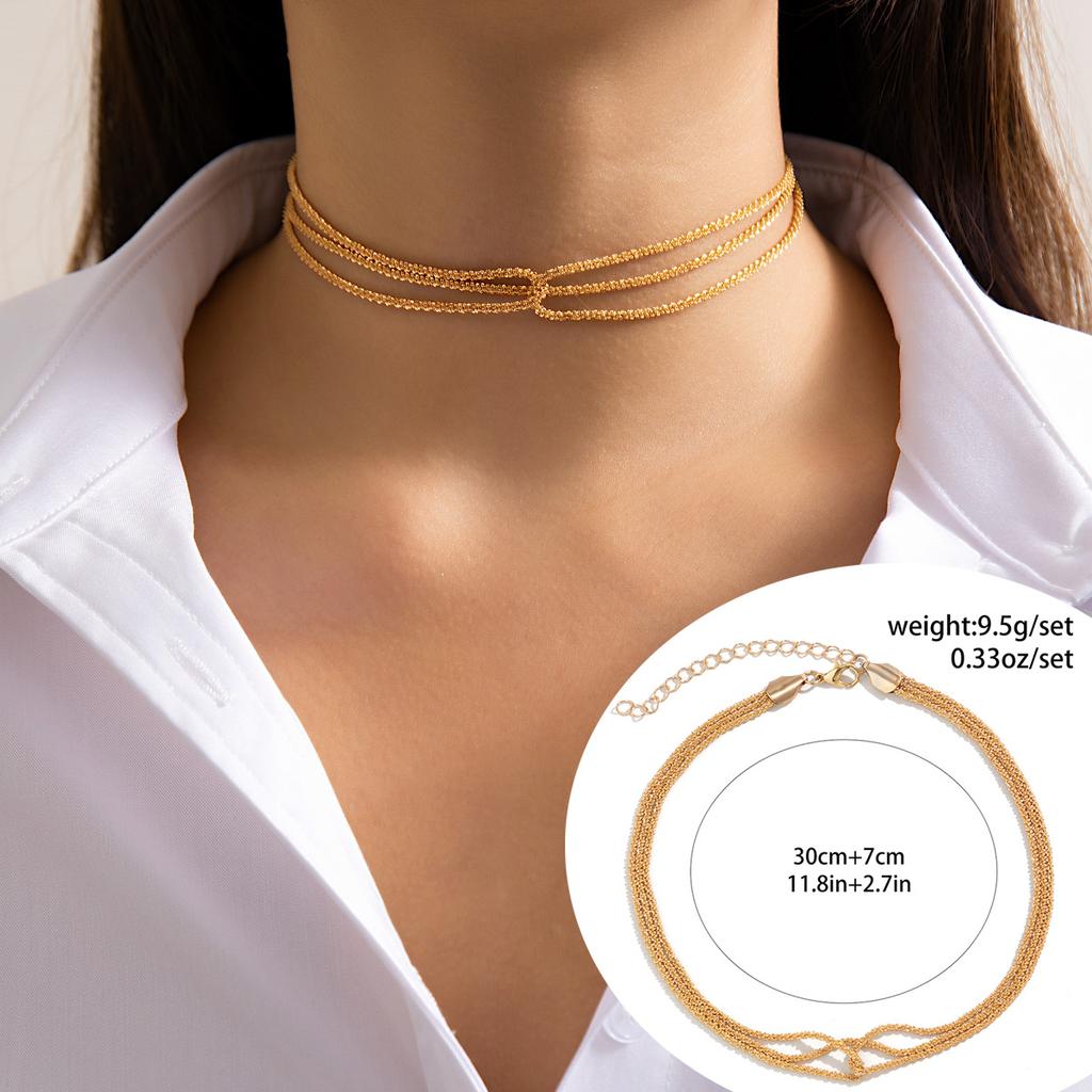 Sparkling naked chain multi-layer neck necklace ins wind simple winding chain necklace women's