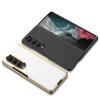 Luxury Electroplated Surface Plain Leather Phone Case For Samsung Galaxy Z Fold 4 Hard Slim Shockproof Back Cover