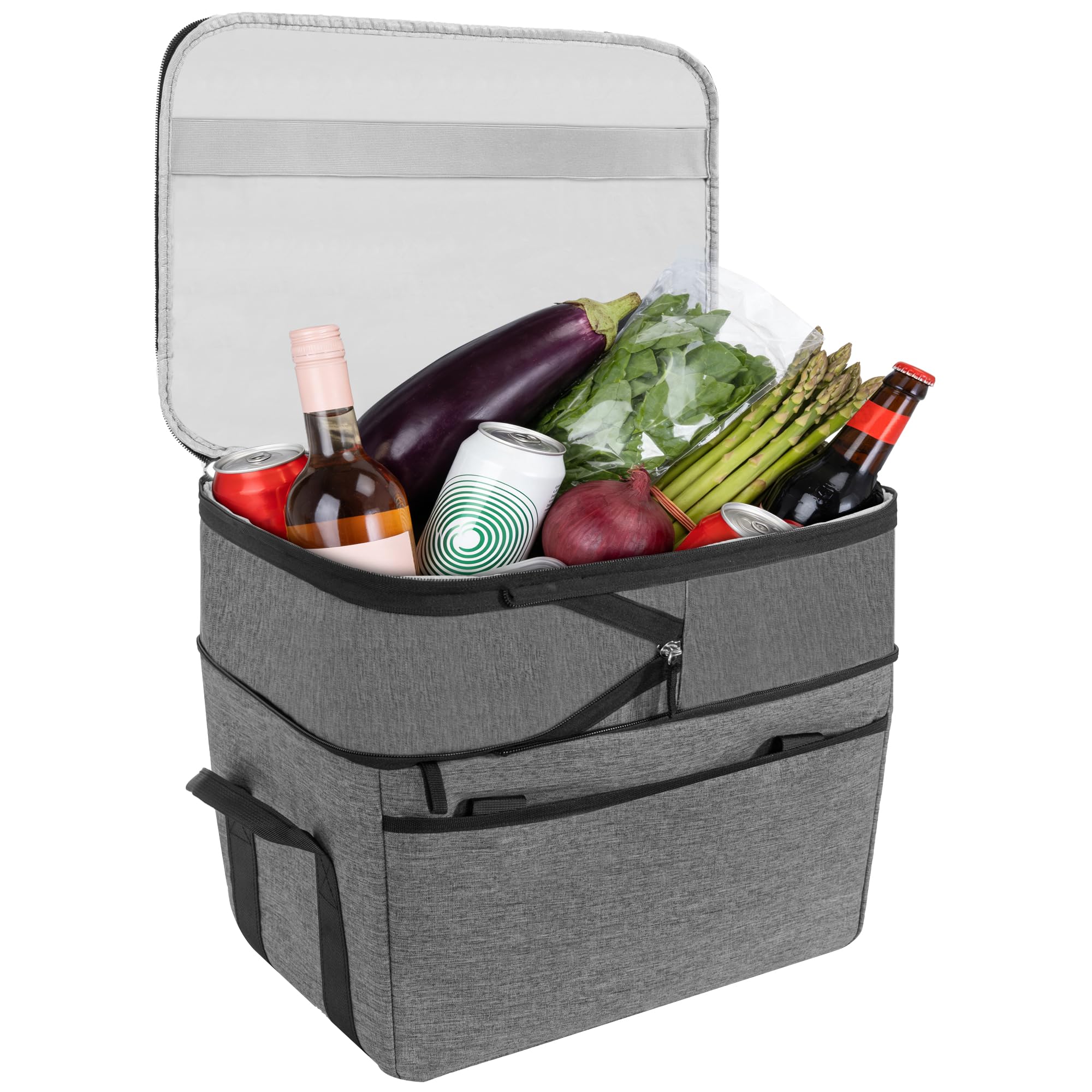 

FREEAMG Insulated Soft Cooler Large Expandable with Convenient Perfect for and Box, Capacity, 30-45L, 5-Layer Insulation, Foldable, Waterproof, сірий колір