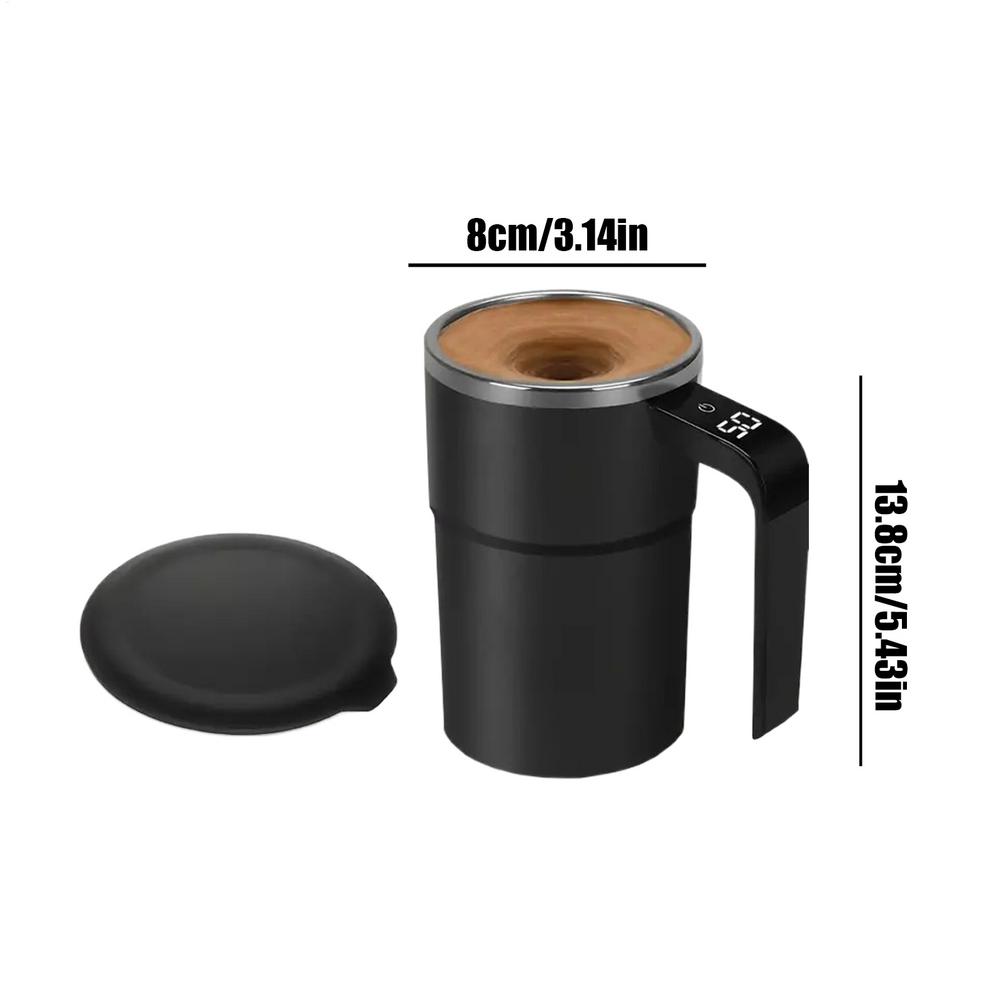 Magnetic Stirring Coffee Mug Electric Rechargeable Self Stirring Cup with LCD Thermometer for Milk Cocoa Office Kitchen Travel