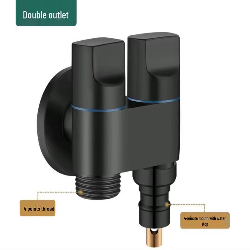 TLXT Dual Outlet Stainless Steel Washing Machine Faucet with Automatic Shut-off Valve