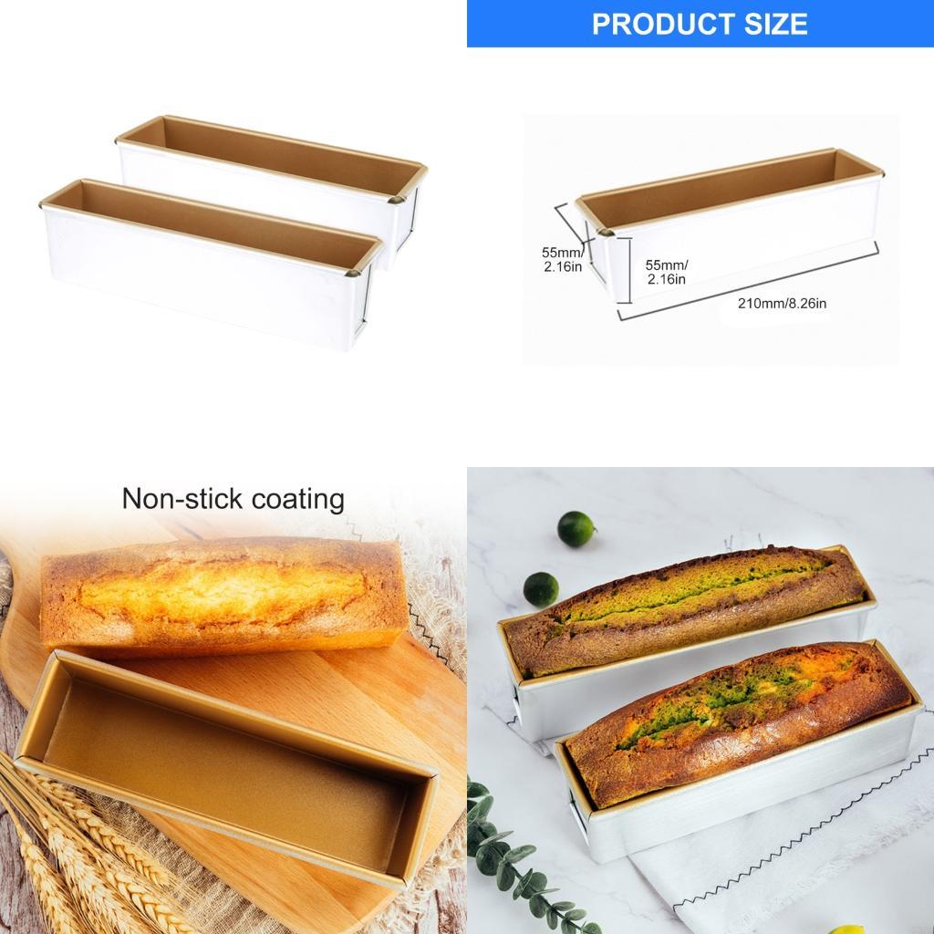 2pcs Rectangular Bread Tins Aluminum Alloy Baking Molds for Pastries and Dessert X3UC CN