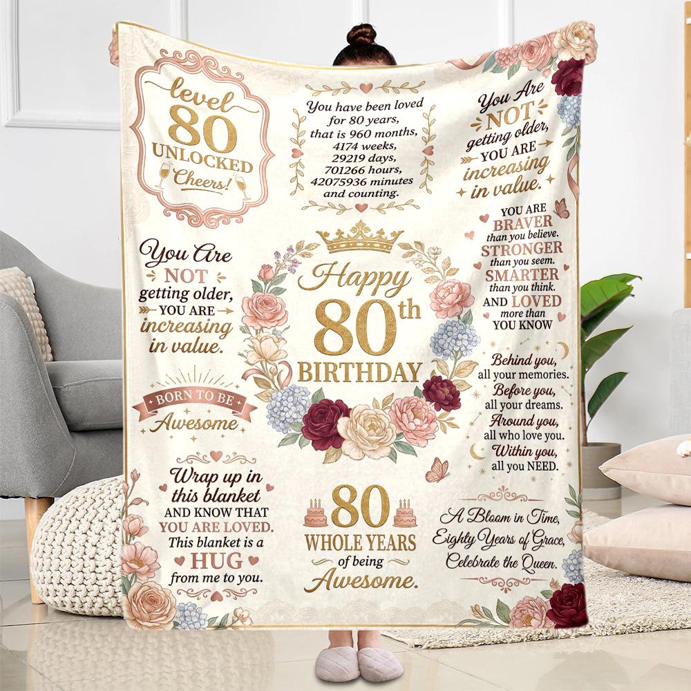 Celebrating 80 Years Of Excellence Flannel Blanket-Soft and Suitable for Sofas,Beds,Offices,Travel,All Seasons,Great Gift for Holidays and Birthdays.