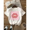 European Size Fashion Casual Abstract Painting Pink XOXO Letter Red Lips Color Block Checkered Graphic Breathable Printed Crew Neck Short Sleeve