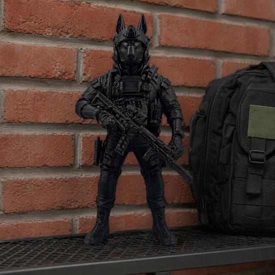 Anubis Tactical Dog Statue, 3D Printed Egyptian Warrior Decor, Mythical Military Figurine for Desk, Collectible Gift for Men