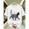 New Arrival Minimalist Scribble Cat Abstract Art Graphic T Shirt White Cotton Crew Neck Casual Cat Lover Top