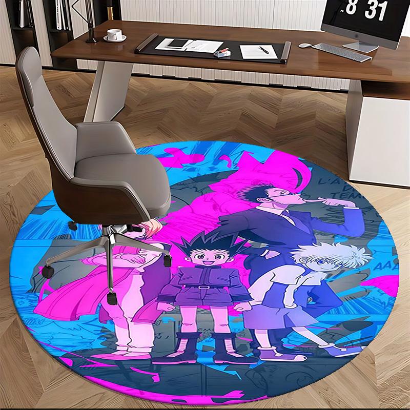 1pc Anime Cartoon Design Round Carpet Office Chair Mat, NonSlip Rug for Home Decor, Living Room, Bedroom