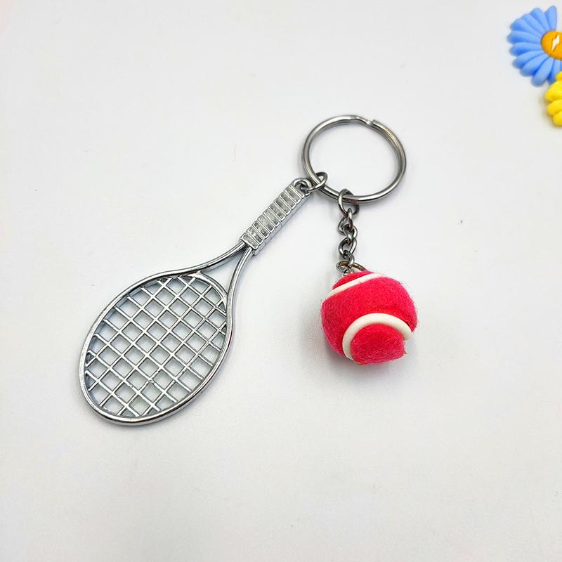 SCIONE Creative Alloy Tennis Key Chain DIY Sports Tennis Racket Pendant Mini Tennis Key Chain Two-piece Pendant Small Gift