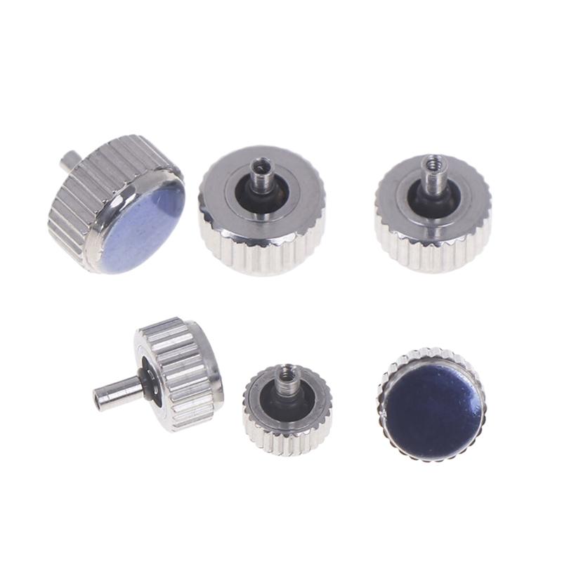 Hot Sale 2PCS Silver Color Steel Watch Crown 4.5mm To 7mm Head Diameter With Long Post For Watch Crowns Repair