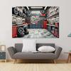 A polyester fiber garage tool workshop wall decoration natural and street scene background universal festival decoration