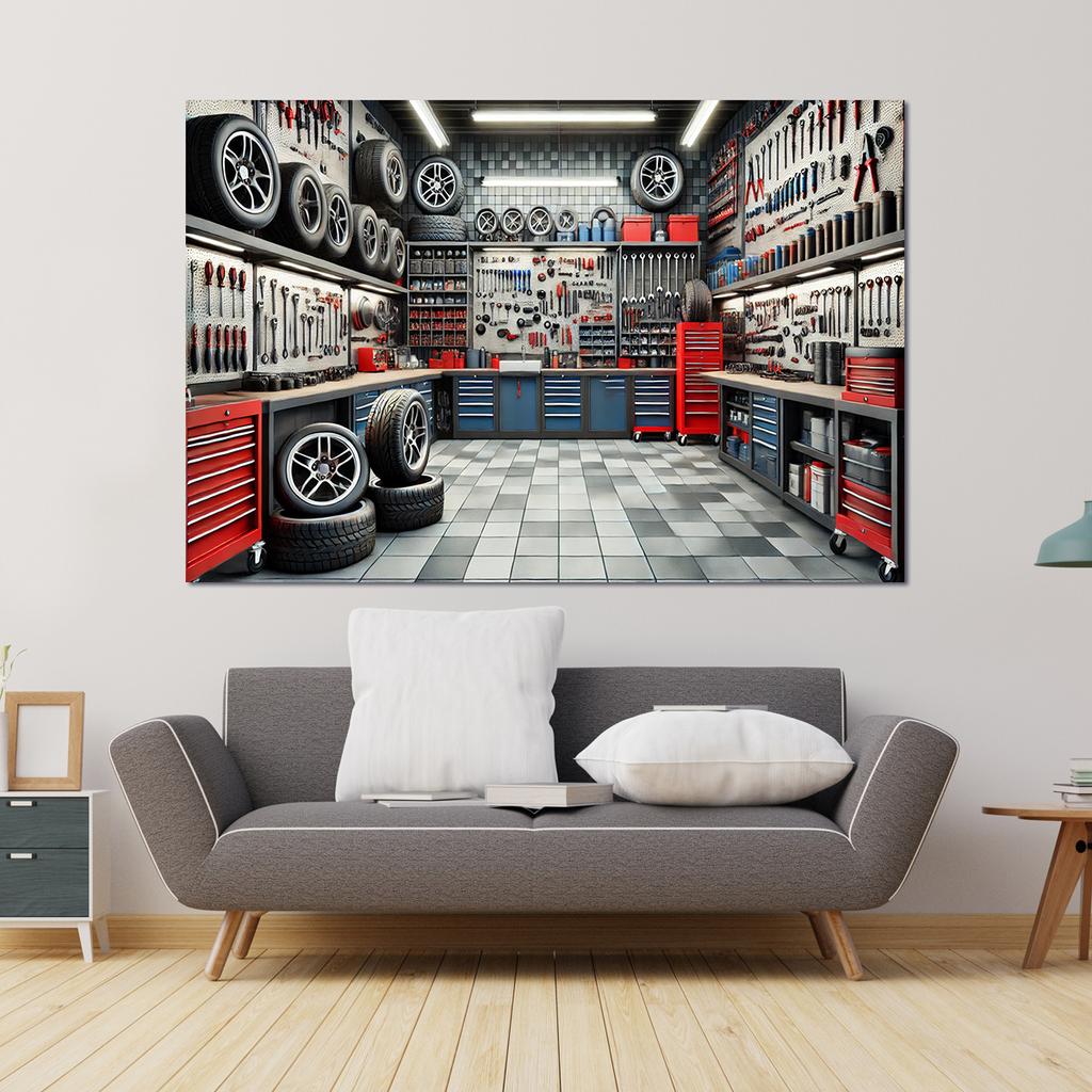A polyester fiber garage tool workshop wall decoration natural and street scene background universal festival decoration