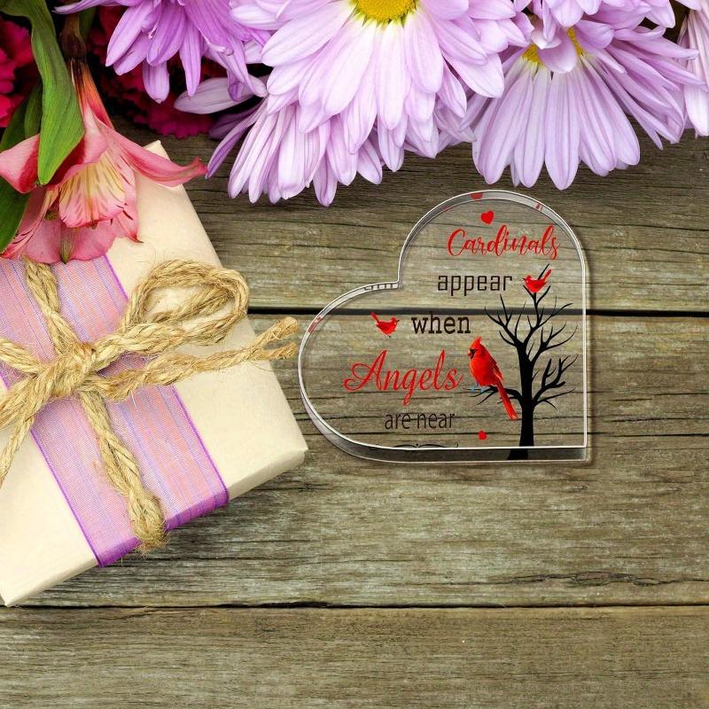 Red Cardinal Memorial Plaque. Acrylic Condolence Gift for Loss of Mom, a Christmas Remembrance.