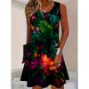 Ladies Tropical Floral Print Sleeveless Dress Summer Casual Wear Beach Vacation Party Travel Wear
