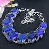 Blue Jade Gemstone Handmade 925 Sterling Silver Jewelry Necklace 18" KG-1635