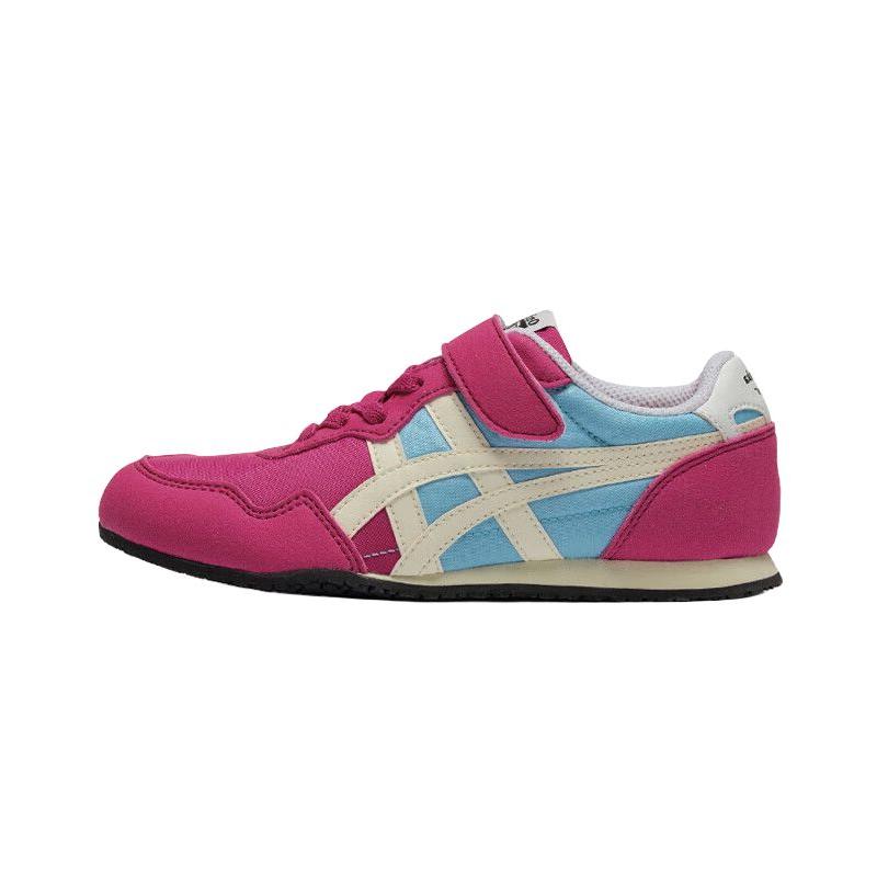 ONITSUKA TIGER Synthetic Leather Fabric Comfortable Versatile Non-Slip Wear-Resistant Low-Top Casual Shoes Kids Sneaker Pink Blue 1184A086-703