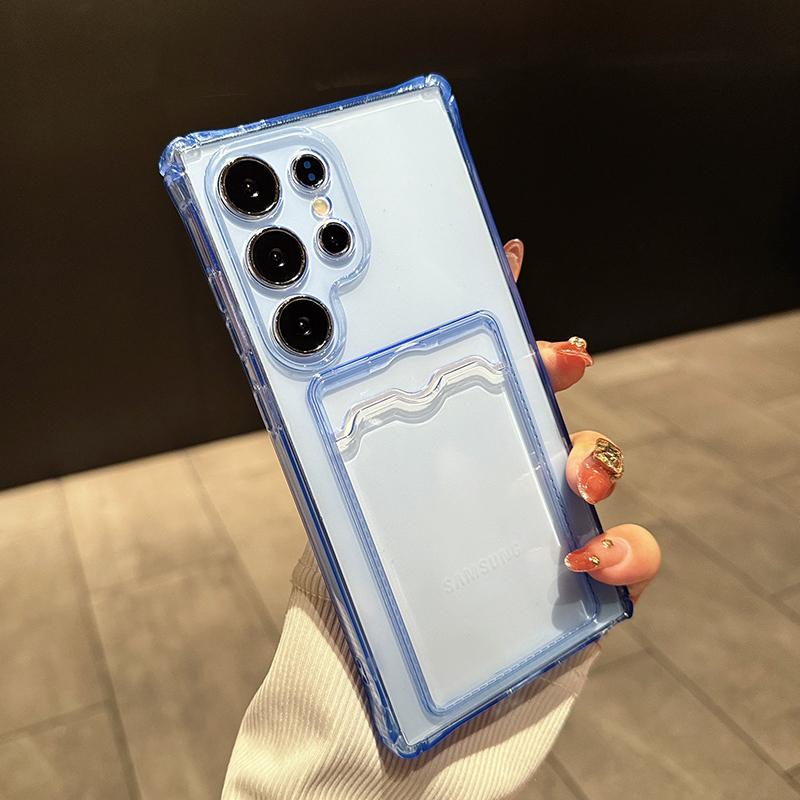 Odporne na wstrząsy Przezroczyste Etui z Miejscem na Kartę Pokrowiec Dla Samsung Galaxy S24 S23 S25 S26 Ultra S22 S21 S20 FE A14 A34 A54 A15 A35 A55 A16 A26 A36 A56 A17 A37 A57 5G