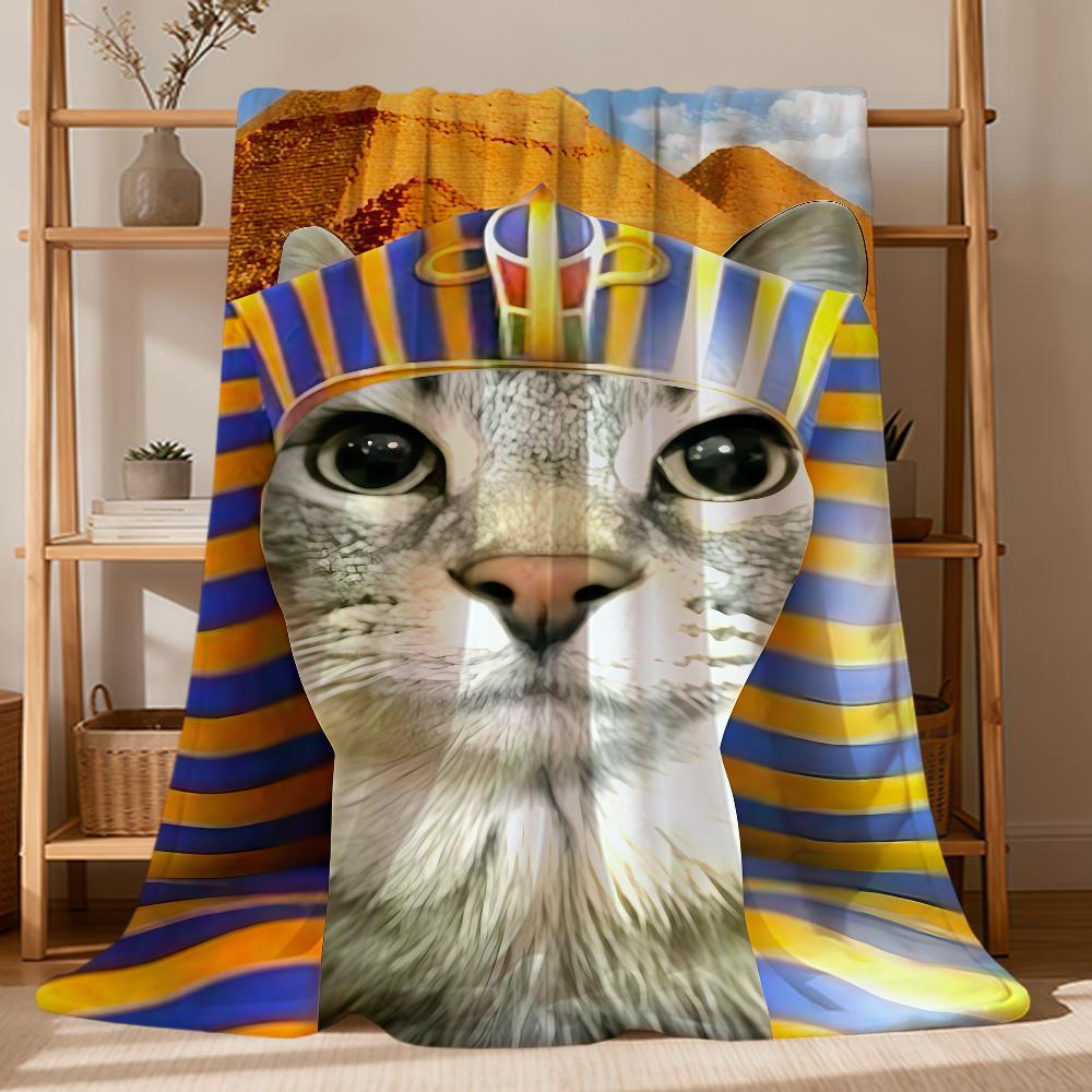 Kawaii Abstrakt lustig Sigma Meme Ägypten Katze Flanell weich warm Plüschdecke Sofa Wohnzimmer Haustier hogar Bett Geschenk Zuhause Auto tragbar