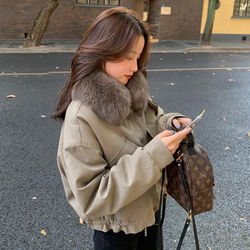 Fleece and thicker pie overcome women's new winter loose small short cotton-padded coat fur coat