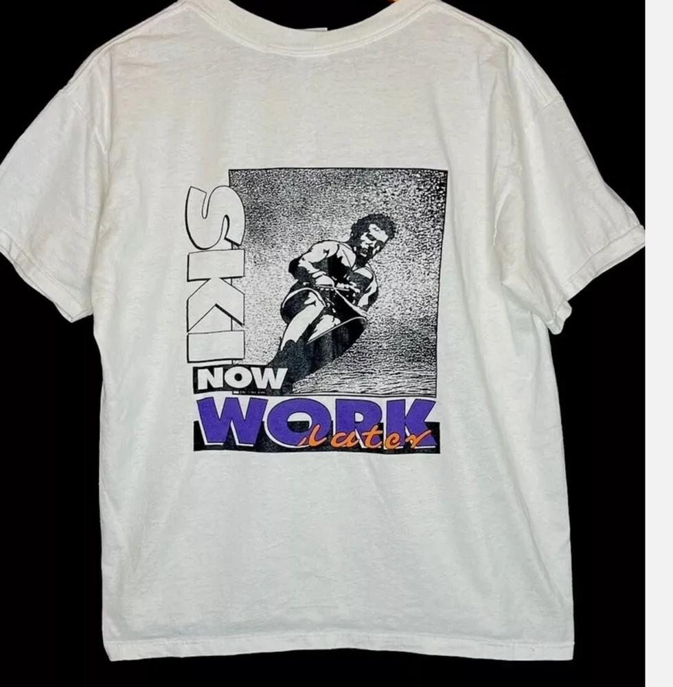 

Винтажная футболка 90-х годов Masterline для водных лыж Ski Now Work Later Экстремальные виды спорта 4XL