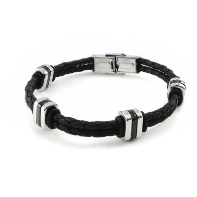 [I9096] - 'Peaceful' gemischtes Armband schwarz / Stahl