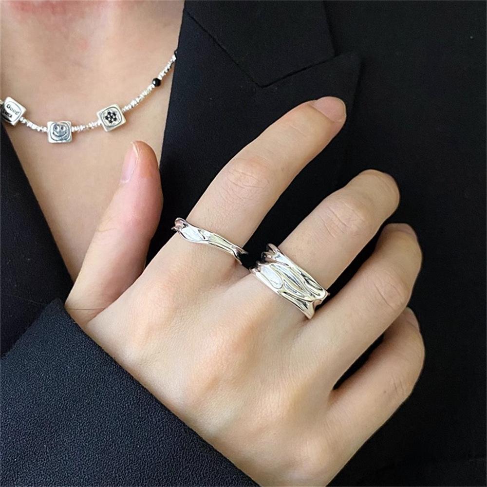 Irregular pleated ring summer ins cold wind index finger ring opening couple ring accessories
