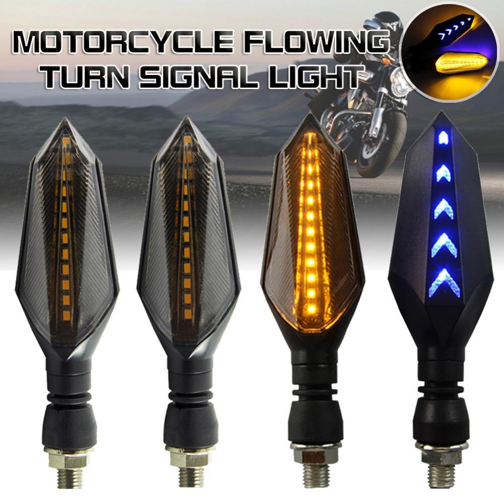 17LED Motorcycle Turn Signal Lamp Sequential Flowing Flash Indicator Lights Amber Running Light Arrow Turn Signals Lamps