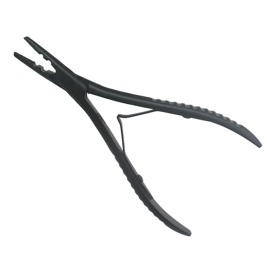 Black Stainless Steel Double-Hole Hair Extension Pliers - Professional Wig Making Tool for Braiding, Weaving & Salon Styling (Durable & Anti-Rust)