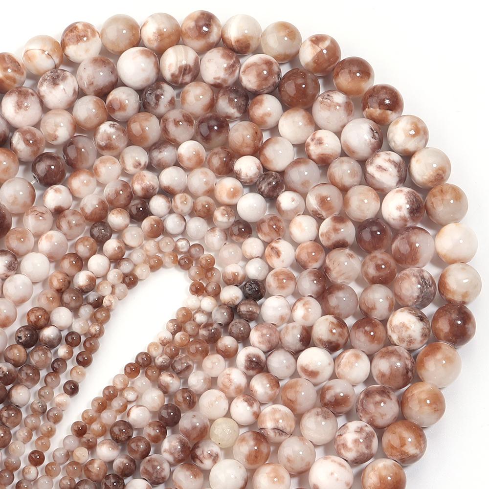 4/6/8/10/12mm Natural Stone Coffee White Persian Jade Beads Round Loose Beads For Jewelry Making DIY Bracelets Necklace Findings