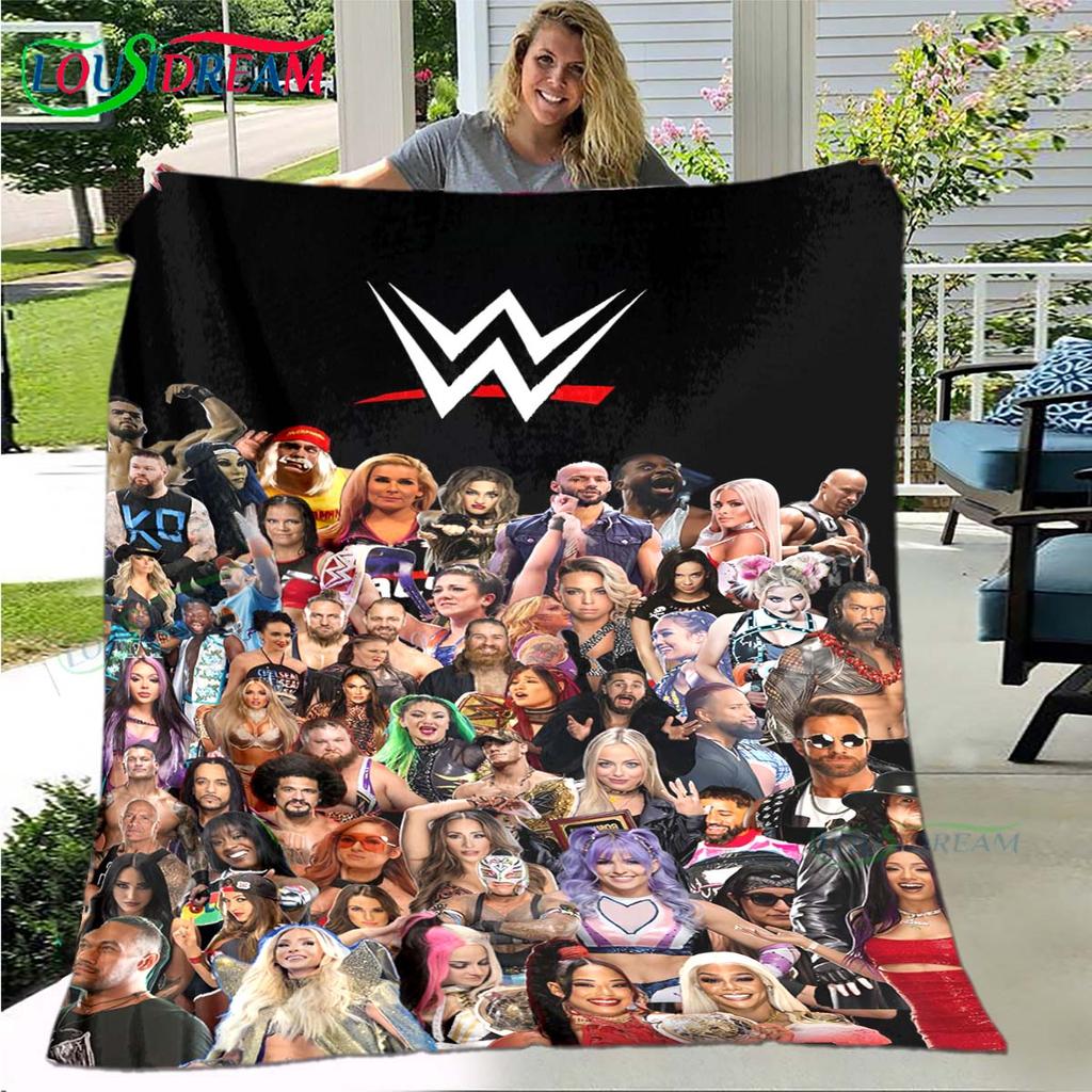 Fashion Wrestling Sport W-Wwe Print Blanket Flannel Thin Blanket Portable Home Travel Office Lunch Break Blanket Bath Towel Gift