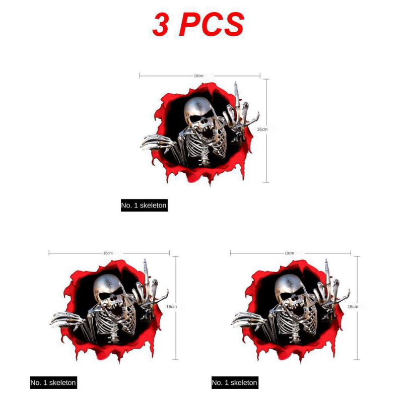 2~5PCS Car Stickers Skeleton Skull In The Hole Funny Colorful Car Auto Decals Hole Horror Skull Car Sticker