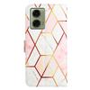 For Motorola Moto E14 4G/G04 4G/G04s 4G/G24 4G Case with Strap Marble Pattern Leather Phone Cover Card Holder