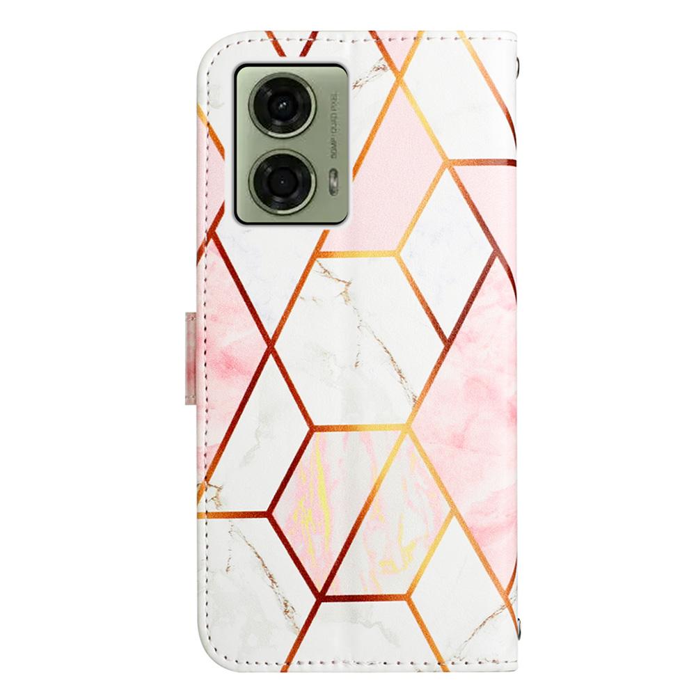 For Motorola Moto E14 4G/G04 4G/G04s 4G/G24 4G Case with Strap Marble Pattern Leather Phone Cover Card Holder