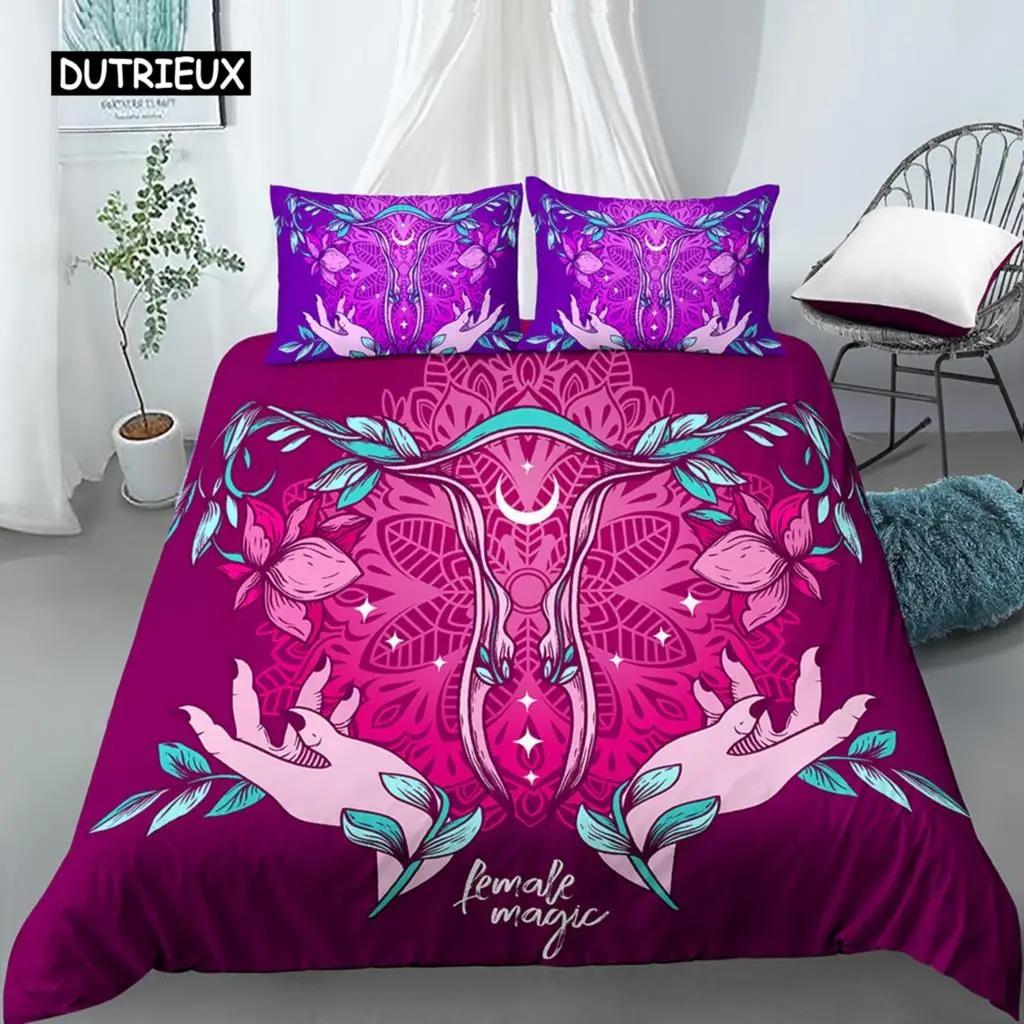Boho Butterfly Duvet Cover Set Sun and Moon Hippie Soft King Queen Size Bedding Set with Pillow Case 23pcs Soft Quilt Cover