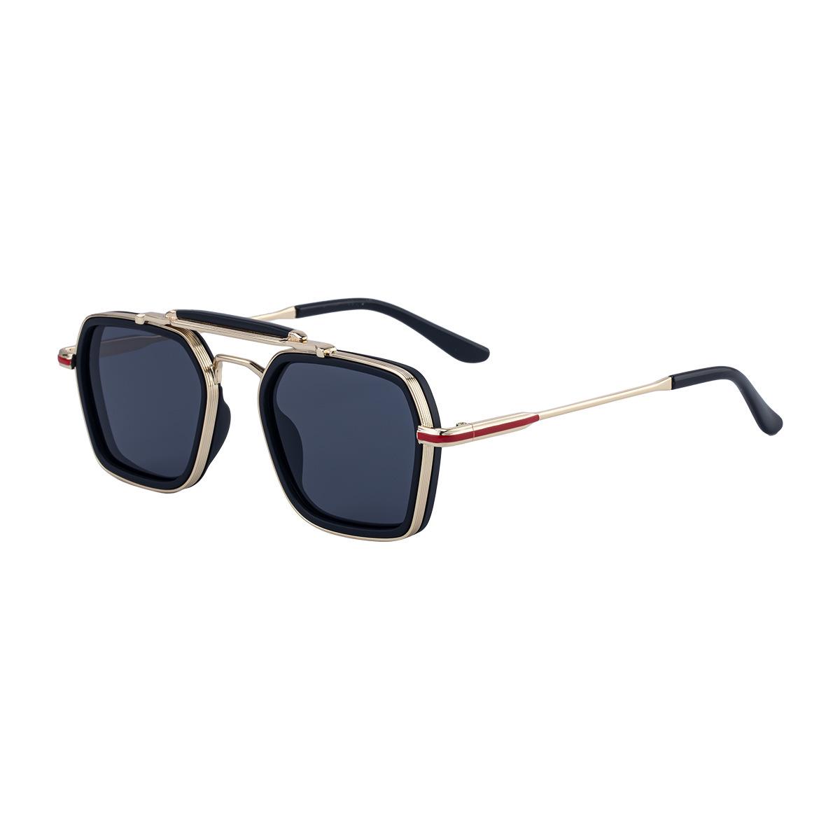 

KAJILA 2025 Men s Retro Square Frame Sunglasses with Double Bridge & Copper Alloy Temples for Sun Protection