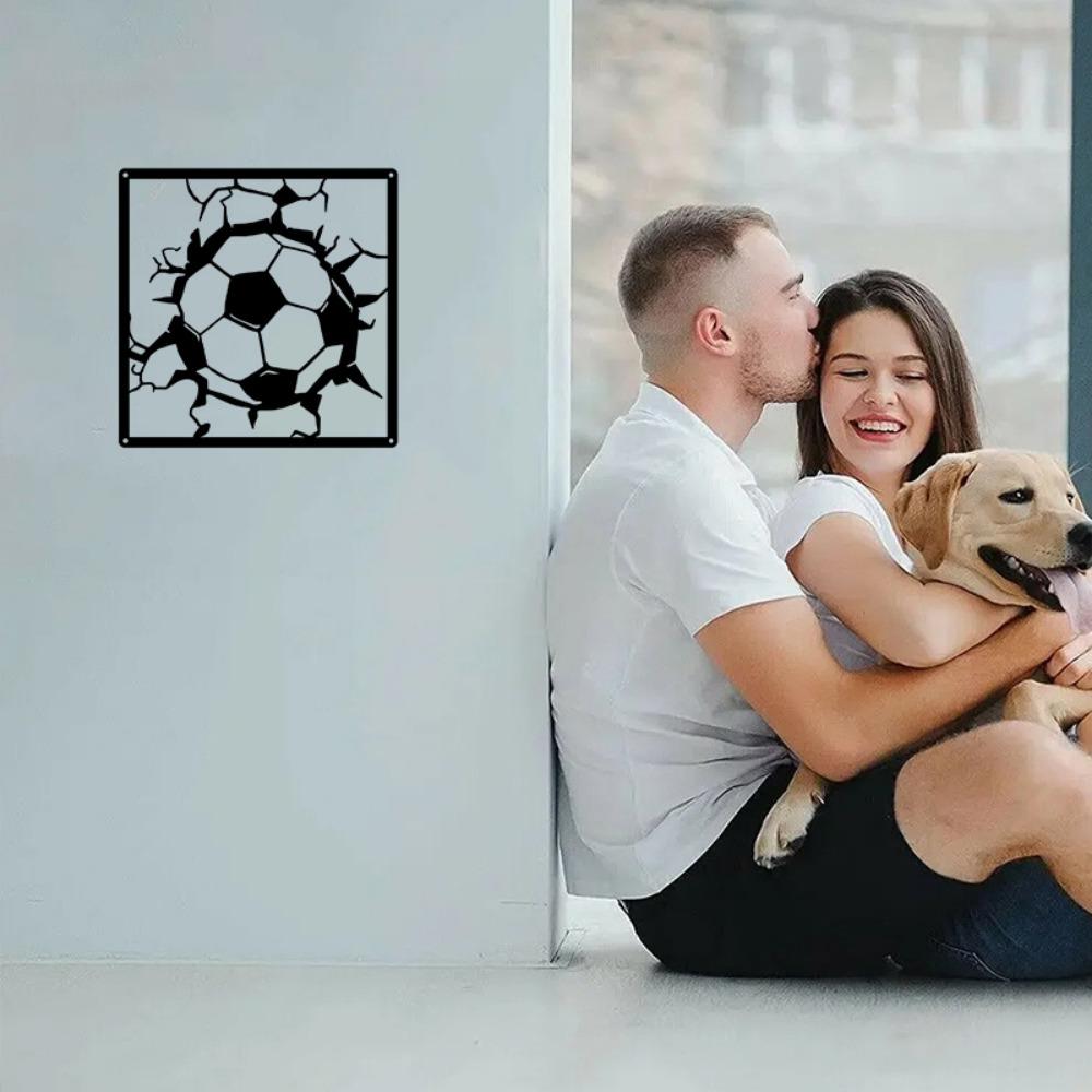 Soccer Metal Wall Decor Iron Hollowed Out Silhouette Hanging Living Room Bedroom Home Decor Crafts