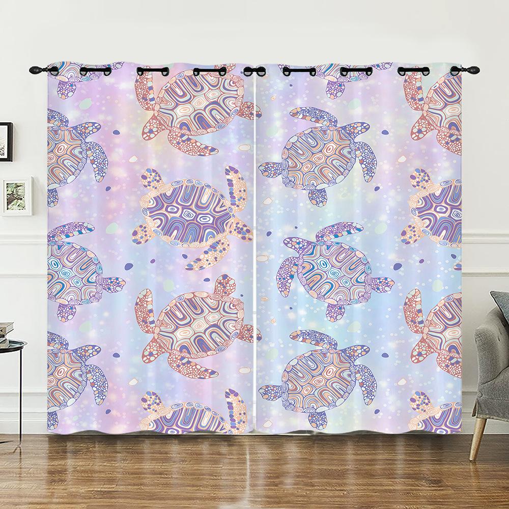 Curtains Marine Animals Sea Turtle Curtains Digital Printing Blackout Curtains No Punching
