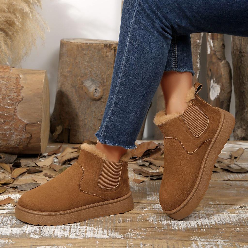 Snow Boots Men's Thick-soled New Velvet Thickened Bread Shoes Short Soft-soled Non-slip Warm Extra Thick Cotton Boots