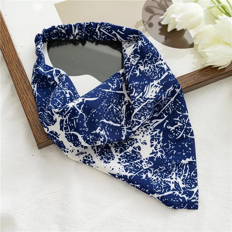 Bohemia Women Bandana Hair Scarf Summer Vintage Printted Chiffon Head Scarf Elastic Hair Bands Headwear Turban Femme